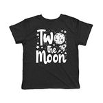 Crazy Dog T-Shirts Toddler Two The Moon Tshirt Funny Second Birthday Tee (Heather Black) - 2T