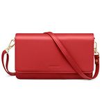 nuoku Crossbody Bag for Women Cellphone Little Purse with Credit Card Slots Lightweight Leather Wristlet Wallet, 8 - Red