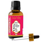 Indus Valley 100% Pure Natural & Organic, Undiluted Geranium Essential Oil with Glass Dropper for Skin, Hair Care -15ml