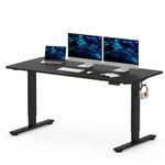 FLEXISPOT 160x80cm Electric Standing Desk Height Adjustable ONE PIECE Sit Stand Up Desk with Memory Smart Pannel (Black Frame+Black Desktop)