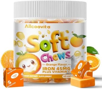 Iron Soft Chew Supplement with Vitamin C | Orange Flavored | Gluten Free | Iron Supplement for Women Men and Kids | 60 Count | 2 Month Supply