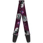 Buckle-Down GS-WDY117 Guitar Strap Cheshire Cat Face Poses Stripe Purple Black White, 2" Wide - 29-54" Length