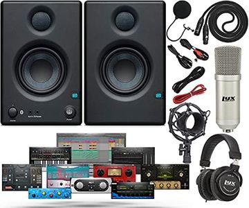 PreSonus Pair of Eris E3.5 BT 2-Way Studio Bluetooth Monitors with Studio One Prime DAW Studio Magic and Plug-in Suite Software Pack and LyxPro Condenser Recording Microphone Kit and Headphones