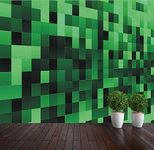 Wall Murals Online Ltd 3D Wallpaper Green Pixel Art Pattern Wall Mural Decorative Wallpapers for Home & Office(130gsm Budget Paper, 2XL 300cm Wide x 240cm High)