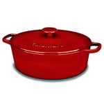 Cuisinart CI755-30CR Chef's Classic Enameled Cast Iron 5-1/2-Quart Oval Covered Casserole, Cardinal Red