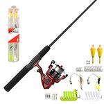 Zebco 202 Spinning Reel and Fishing Rod Combo, 6-Foot 2-Piece Fishing Pole, Size 20 Reel, Changeable Right- or Left-Hand Retrieve, Pre-Spooled with 8-Pound Zebco Line, Includes 56-Piece Tackle Kit