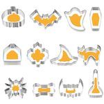 OUNONA 12pack Halloween Cookie Cutters Set, Stainless Steel Cake Cookie DIY Molds Cutters Ghost Pumpkin Cookies Cutters for Kitchen Baking Halloween Party Decorations