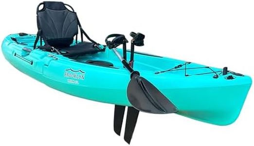 Brooklyn Kayak Company BKC 9-Ft Modular 2-Piece Sit-On-Top Fishing Pedal Drive Kayak, Rudder, Rod Holders & Storage, Compact & Lightweight (Teal)