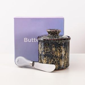Ceramic French Butter Keeper, Golden Desert Sand
