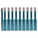 Dry Diamond Drill Bits Set - MINLAYCUT 9pcs 6mm Diamond Hole Saw & 1pc 6mm Carbide Drill with Triangle Shank for Ceramic Porcelain Tile Marble Granite Quartz