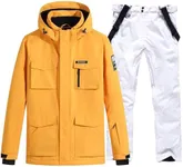 RIUIYELE Men's Ski Suits Windproof Snowboard Ski Jacket and Pants Set Insulated Snowsuit Winter Warm Snowboarding Snow Jackets Yellow+White S