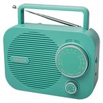 Jensen Retro Portable AM/FM Radio with Aux Input - Teal