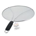 U.S. Kitchen Supply 13" Stainless Steel Fine Mesh Splatter Screen with Resting Feet & Black Comfort Grip Handle