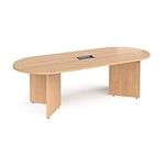 Mr Office Arrow head leg radial end boardroom table with central cutout and Aero power module bundle, Beech