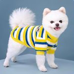 KUTKUT Soft Warm Fleece Small Dog & Cat Shirt, Cute Stripe Pattern Stretchable Winter Cosy Vest Tshirt For Shihtzu, Lhasa Apso, Daschund Etc (Size: Xl, Chest: 50Cm, Length: 40Cm) - Multicolor