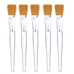 Facial Mask Brush Makeup Brushes Cosmetic Tools with Clear Plastic Handle, 5 Pack (Silver)