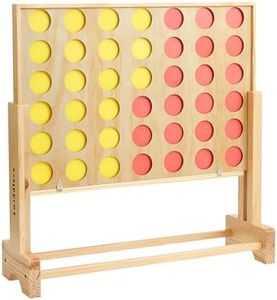 THE TWIDDLERS - 2.4ft Giant Connect 4 Outdoor Yard Game with Adjustable Height & Carrying Bag (Wooden) | Jumbo Four in a Row Game for Kids and Adults