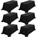 6 Pack Black Tablecloth for Rectangle Tables,90 x 156 Inch Black Polyester Tablecloth for 8 Ft Rectangle Tables,Stain and Wrinkle Resistant Washable Fabric Table Cover for Wedding/Buffet Party/Events