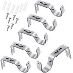 6 Pieces Curtain Rod Brackets General Adjustable Curtain Rod Holder Wall Bracket Hooks Outside Mounted Blinds Curtain Rod Bracket with Screws for 1 Inch Diameter Curtain Rod (Matt Silver)