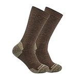 Carhartt Men's Midweight Synthetic-Wool Blend Crew Sock 2 Pack, Dark Coffee, X-Large (Pack of 2)