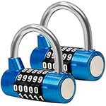 Belle Vous Blue 5 Digit Combination Padlock (2 Pack) - L6.5 x W2.5cm (2.56 x 0.98 inches) - Resettable Heavy Duty Waterproof Indoor/Outdoor Lock for Gym, Work & School Lockers, Gates, Fence & Shed