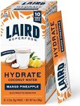 Laird Superfood Hydrate Coconut Water – Electrolyte Drink Mix – Mango Pineapple, 10 Single Serve Sticks – 0g Added Sugar – No Artificial Ingredients – On-the-go Hydration