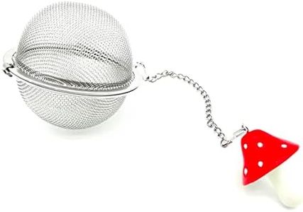 Cute Tea Infuser, Mushroom Pendant Tea Ball Tea Filter Cute Stainless Steel Ball Mesh Strainer for Loose Tea and Spices & Seasonings (Red Mushroom)