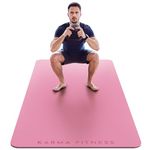 Large Exercise Mat – Extra Wide & Extra Thick Yoga Mat (183cm x 80cm x 10mm), TPE Fitness Mat with Free Carry Straps, Perfect for HiiT Home Workouts & Pilates - 'STRONG & FLEXIBLE' (Pink Plain)