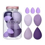 7 PCs Pink Series Multi-color Makeup Sponge Set, Foundation Blending Beauty Blender, Flawless for Liquid Creams and Powders (B-Purple)