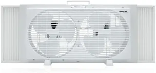 Shop-Air 9" Twin Window Fan with Manually Reversible Airflow – 2-Speed Settings, High Airflow 300 CFM, Quiet Cooling, Adjustable Accordion Expanders, Ideal for Home & Office
