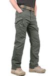 KEFITEVD Men's Tactical Trousers Cargo Hiking Combat Pants with Multi Pockets, Green, 32