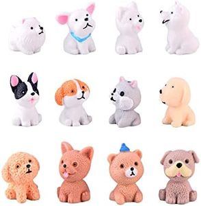 Halloluck 12 Pcs Cute Miniature Dog Figure Animal Dog Characters Toys Mini Figure Collection Playset, Dog Cake Topper, Plant, Automobile Decoration