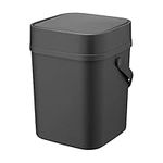 Navaris Small Bathroom Bin - 12L Touch Top Bin Cosmetic Rubbish Waste for Toilet Closet, Office, Bedroom - 12 Litre Plastic Bin with Lid - Grey