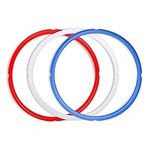 Silicone Sealing Rings Compatible with Instant Pot Accessories, Fits 5 or 6 Quart Models, Red, Blue and Common Transparent White, 3 Pack BPA-Free Food-Grade Silicone Gaskets by Poweka