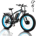 Electric Bike for Adult, 2000W Ebike Up to 35MPH, 26"*4.0 Fat Tire, 23Ah Removable Battery, Electric Bicycle with Dual Hydraulic Disc Brake, 21-Speed and Front Suspension (Black-Blue)