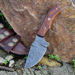 Grace Knives Handmade Hunting Knife Damascus Steel Fixed Blade Knife 8 Inch Skinner Knife with Leather Sheath G-2020 (Rose Wood)