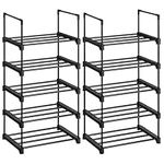 SONGMICS Shoe Rack, 5 Tier Shoe Organizer, Set of 2 Metal Shoe Storage Shelves, Easy to Assemble, Entryway, Black ULSA055B02