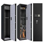 IRONMAX Rifle Gun Safe, Assembled & Digital Password Long Gun Cabinet w/Removable Shelf & Lockable Top Box, Heavy Duty Gun Safes for Rifles, Shotguns, Handguns & Pistols