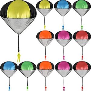 36 Pieces Army Parachute Toy Parachute Flying Toys Action Figures Toy Hand Throwing Army Men Toy Figures No Battery Throwing Toys for Present Teens Boys Outdoor Games (Solid Color Style)
