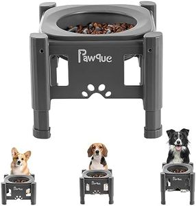Pawque 35oz Elevated Slow Feeder Dog Food Bowls with Adjustable Stand (3 Heights 6.1", 7.7", 9.3"), Raised Dog Bowls for Medium and Small Breed Dogs Cats, Non Slip Rubber & Mess Proof