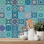 IARTTOP Adhesive tile sticker, kitchen tile pattern sticker, tile wallpaper, bathroom waterproof tile sticker, Moroccan style stair sticker, 20x20cm,16PCS