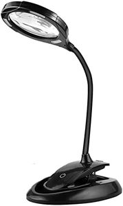 eSynic Magnifying Lamp, Professional Magnifying Glass with Light 5X 10x Magnifying Lamp with Light and Stand USB Rechargeable Clamp Lighted Magnifying Glass with 15 LEDs for Reading Handcraft etc