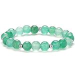 QINJIEJIE 8MM Bead Bracelet Green Aventurine Crystal Beaded Bracelet Stone Bead Bracelet for Women Holiday Valentine Gift for Women