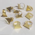 Excellentcrafts Finger Ring Blanks for Resin Adjustable Ring Bases Gold Plated Metal Round/Square/Triangle/Oval/Eye Finger Ring Trays 10Pcs (Gold, Triangle 20mm)