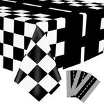 Kesfey 3 Packs Race Car Plastic Table Cloths 54 x 108 Inch Race Car Road Birthday Party Supplies Race Track Tablecloth Black Checkered Flag Table Covers Monster Jam Table Cloth for Kids Boy Car Theme