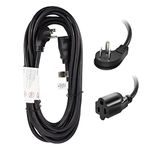 EP 25 Ft Flat Plug Extension Cord, 16 AWG 3 Prong Grounded Black Low Profile Extension Cable for Indoor, UL Listed