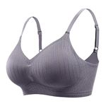 TUOZONE Push Up Wireless Bra for Women Silicone Soft Support Seamless Adjustable Comfortable Wire Free Bralette Grey L