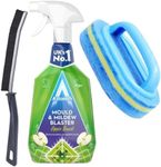 Astonish Mould & Mildew Cleaning Kit. Spray 750ml, paired with Scrub Sponge Brush & Hard Bristle Crevice Cleaning Brush for narrow gaps. For Home, Kitchen, Bathroom, Grout, Tiles, Black Mould.