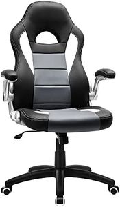Songmics OBG56BW Gaming, Sedia da Ufficio Alta, Altezza Regolabile, Braccioli Pieghevoli, Meccanismo di Inclinazione, per Gioco da Computer, Nero, Bianco e Grigio OBG28G, Pelle, 7070 （118-128）