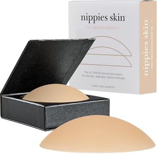 Nippies Non-Adhesive Bra Liner Nipple Covers for Women – Reusable Silicone No-Show Inserts Bra Pad Enhancements with Travel Box - Creme